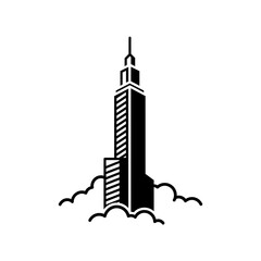 Obraz premium Impossibly Tall Sleek Skyscraper Reaching Clouds