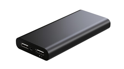 Sleek black power bank with multiple USB ports, essential portable charging solution for modern life