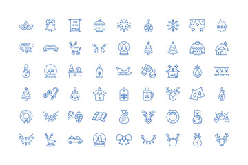 Vector art of collection of christmas and winter holiday icons isolated on white background