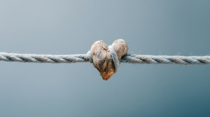 Heart shaped stone is delicately tied to rope, symbolizing sensitive content in serene setting
