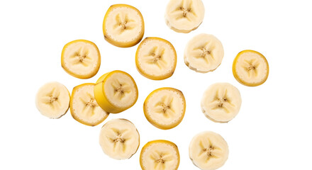 Banana slices isolated on transparent background, a healthy and sweet snack