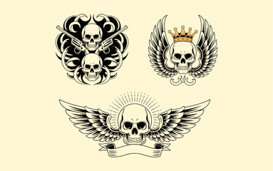 Obraz premium Skull vector design, vector illustration, Skull design, silhouette style. 