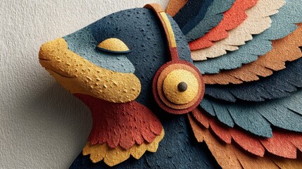 Colorful animal illustration with layered texture and headphones, showcasing vibrant details.