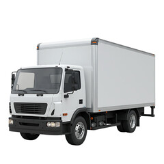 White box truck delivery vehicle for transportation and logistics services commercial transport and freight on transparent background