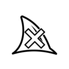 Vector icon of a triangular hat with a cross symbol  