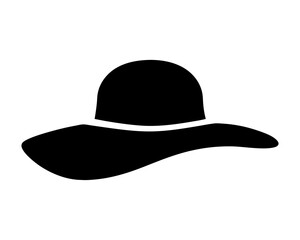 Simple black silhouette of a wide brimmed floppy sun hat design