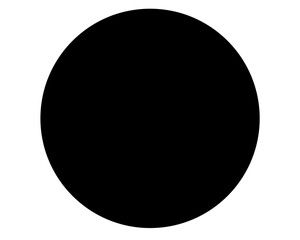 A black circle on a white background representing minimalistic design or eclipse