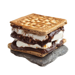 S&rsquo;mores melting on a stone surface isolated on a transparent background