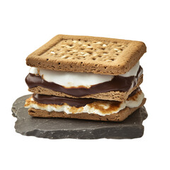 S&rsquo;mores melting on a stone surface isolated on a transparent background