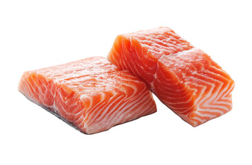Two raw salmon fillets, slightly overlapping
