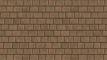 A brown brick wall with a pattern of small squares