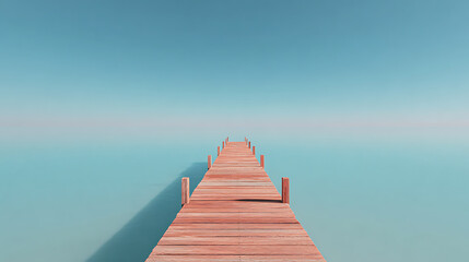 Obraz premium Wooden pier extending into calm turquoise water under a clear blue sky calm sea clear sky