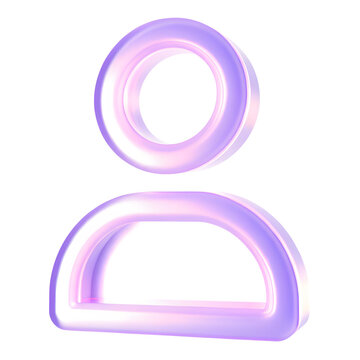 Minimal glassmorphism user icon symbolizing profile, account, or user interface element in digital applications, digital avatar website design element, 3d