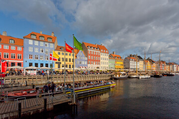 Panoramic view of Copenhagen Nyhavn, capital of Denmark
