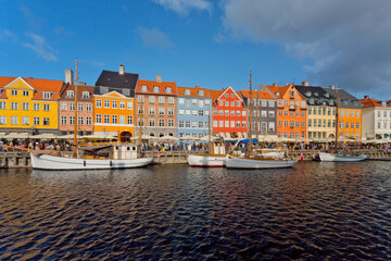 Panoramic view of Copenhagen Nyhavn, capital of Denmark