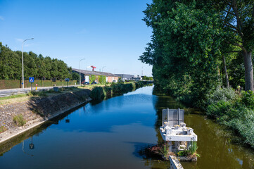 Obraz premium The canal Nieuwpoort Dunkerque in Veurne, West Flemish Region, Belgium