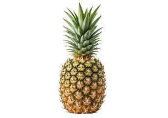 Fototapeta premium Vibrant, ripe pineapple with textured skin and lush green crown stands out as a tropical delight