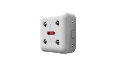 Compact multi-sensor security device with infrared cameras and LED indicator. Advanced wall-mounted surveillance unit for smart monitoring. marketing use.  Isolated on transparent background, png