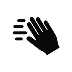 Obraz premium Black silhouette of a hand waving goodbye with motion lines