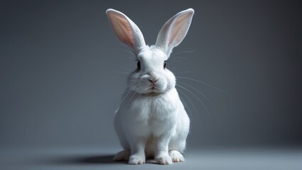 White rabbit on a gray background