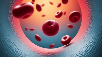 Red blood cells flowing through artery