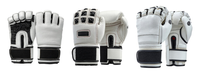 White Boxing Gloves Isolated on Transparent Background for Training