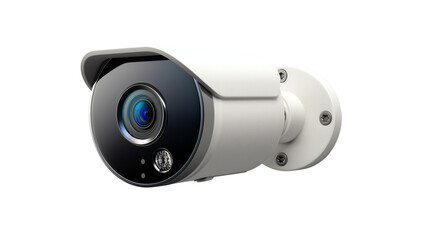 Modern outdoor security surveillance camera with wide-angle lens and infrared sensors. Advanced CCTV . Isolated on transparent background, png