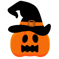 halloween pumpkin with witch hat