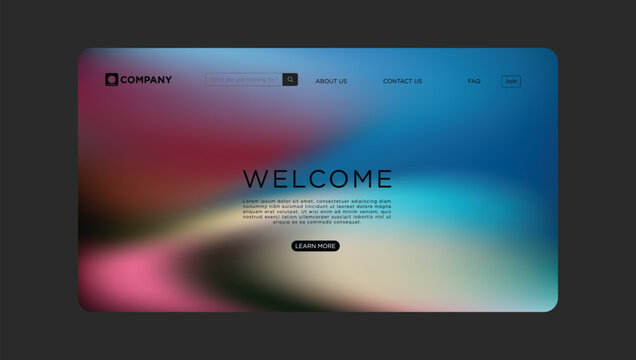 Modern website template design with vibrant gradient and simple navigation for creative agency showcase