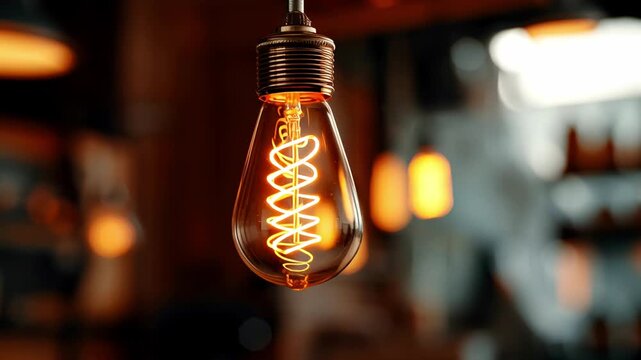 Close-up shot of a decorative light bulb glowing warmly.