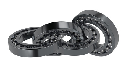 Naklejka premium This render depicts three intertwined bearings forming an infinity sign. It symbolizes strength, reliability, and cyclicality.