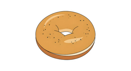 Delicious Bagel with Cream Cheese Filling Illustration