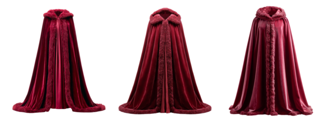 Elegant Velvet Cloaks on Transparent Background Isolated Set