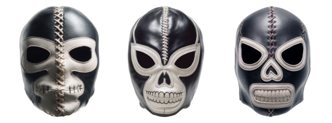 Unique Black and White Masks Set on Transparent Background