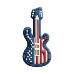 Isolated American Flag Guitar Design on a Transparent Background