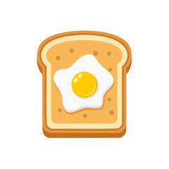 A appetizing slice of bread with a sunny-side-up egg on top. The golden egg yolk is vibrant against the toast