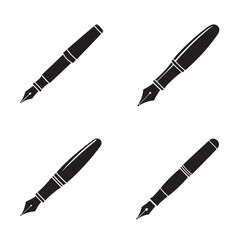 Four Fountain Pen Nib Icons On White writing instrument