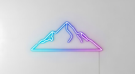 Mountain neon sign glowing peak adventure travel landscape graphic design illustration wallpaper icon generated with ai