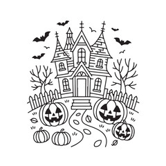 Bold and Easy Cozy Halloween Coloring Pages, Vector Illustration, Black and White, Halloween, Coloring Pages, Bold and Easy Halloween Printable, Halloween holiday, Cozy Halloween Coloring Page,
