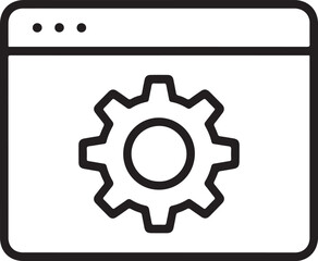 Website settings icon with a gear symbol on a browser window outline