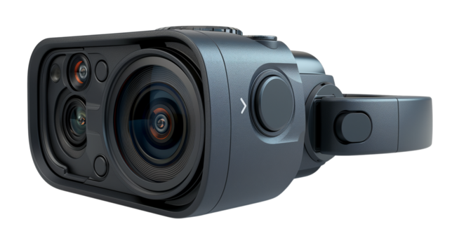 Modern thermal imaging binoculars with infrared dual lenses. High-tech night vision surveillance equipment isolated on white for security and defen. Isolated on transparent background, png