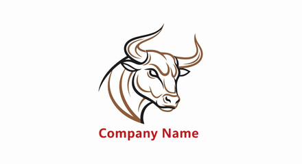 Stylized Bull Head Logo with Bold Lines and Earthy Tones