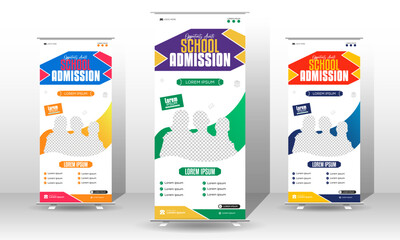 Roll-up banner design template for education, including coaching centers, colleges, universities, and schools.