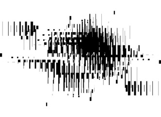 Vector spot, blot. Striped vector pattern of black broken lines on a white background. Technological design element. Striped vector background for the basis of covers, advertising, video, packaging.