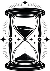 Hourglass Vector Illustration, Sand Timer Symbol of Time Passing.
