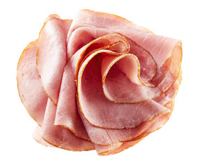 Thinly sliced ham, arranged in a rosette