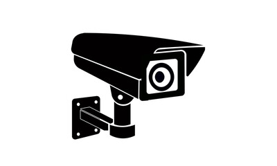 CCTV security camera icons set video surveillance monitoring, defocused home security camera, wall mounted for outdoor area safety and observation