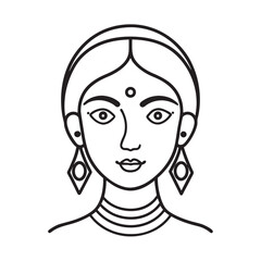 Cultural Elegance Line Art Silhouette