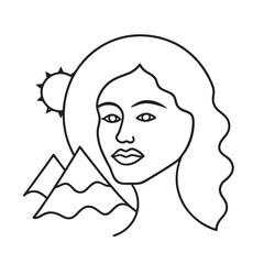 Abstract Face With Nature Elements Silhouette