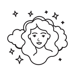 Dreamy Face With Stars Silhouette